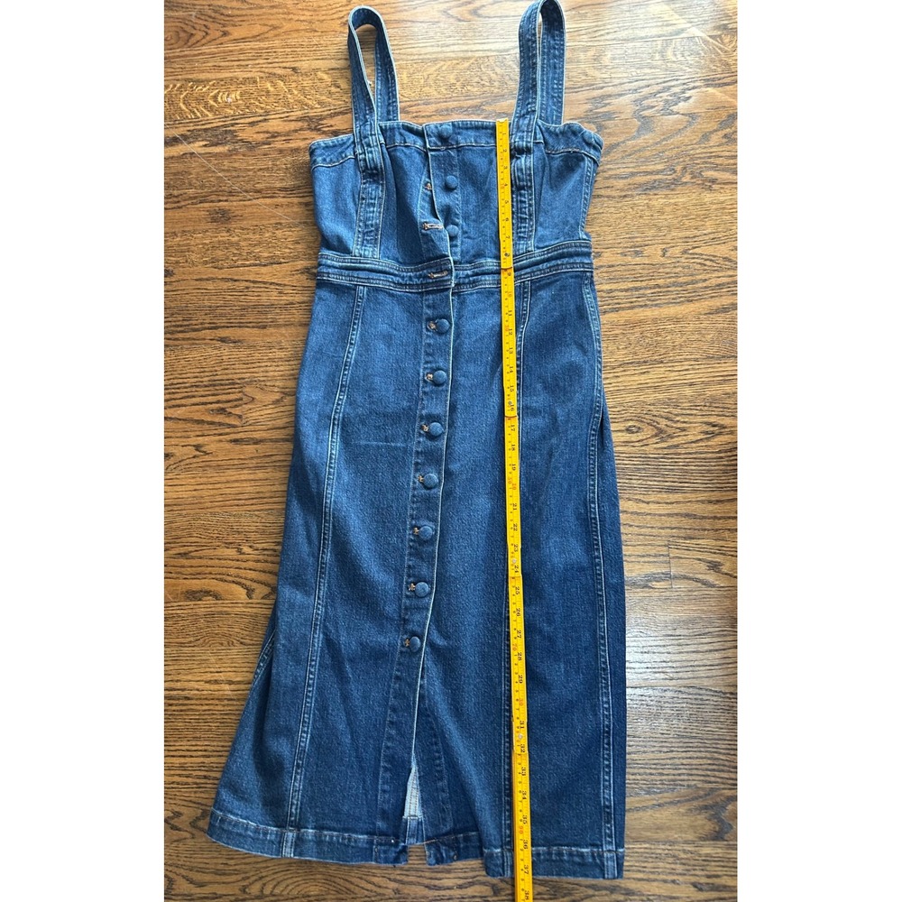 Madewell Denim Sz 8 Jean Button Midi Overall Jumper Cowgirl Cottagecore Dress - Picture 10 of 11